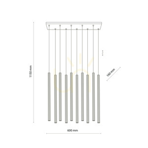Ferro Black Pendelleuchte, 10 Xg9-Leuchtstreifen small 6