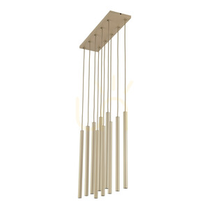 Ferro Sabia Champagner-Pendelleuchte, Leuchtenserie mit 10 XG9-Fassungen small 10
