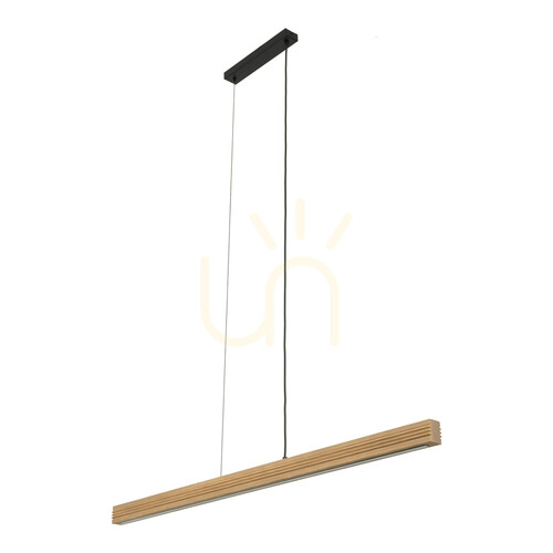 Prüfen Viga Wood LED-Pendelleuchte aus gebürstetem Kiefernholz im Antik-Look