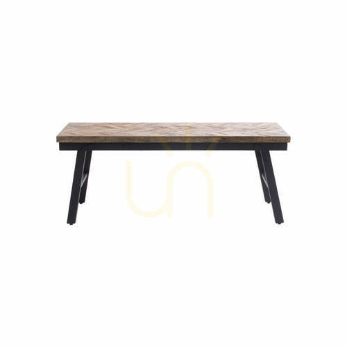 Prüfen Bank BAZAR BIZAR Herringbone Teakholz Schwarz Natur 110 cm