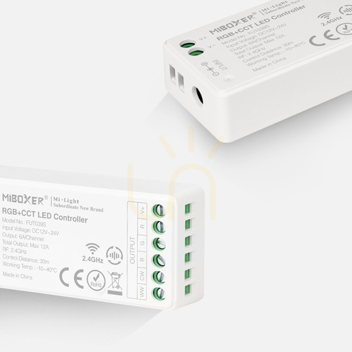 Prüfen MiBoxer FUT039S RGB+CCT LED-Controller, 2,4 GHz RF, 12–24 V, 12 A