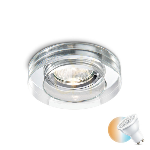 Prüfen Einbauleuchte Ideallux Blues rund transparent Chrom GU10 083254