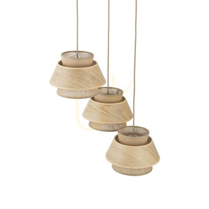 Kalum Holz-Pendelleuchte, 3 Xe27, Kreis small 3