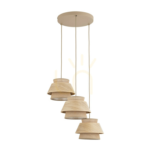 Prüfen Kalum Holz-Pendelleuchte, 3 Xe27, Kreis
