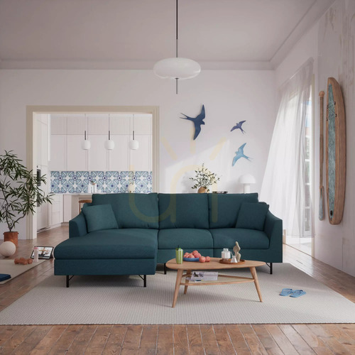 Prüfen ALFAMA 4-Sitzer-Ecksofa – Dunkelblau, City Sofa