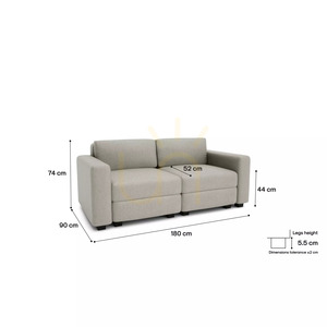 GRACIA Modulares Zweisitzer-Sofa – Beige- und Grau-City-Sofa small 4