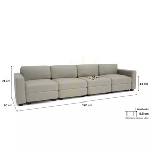 GRACIA 4-Sitzer-Modulsofa – Beige- und Grau-City-Sofa small 4
