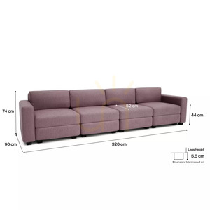 GRACIA 4-Sitzer-Modulsofa – Gedecktes Rosa von City Sofa small 4