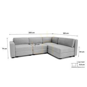 GRACIA 4-Sitzer-Ecksofa – „Gray City“-Sofa small 4