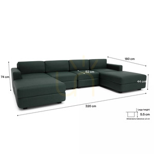 GRACIA Modulares Sofa – U-förmig, 180 x 320 x 180 cm – Green City Sofa small 4