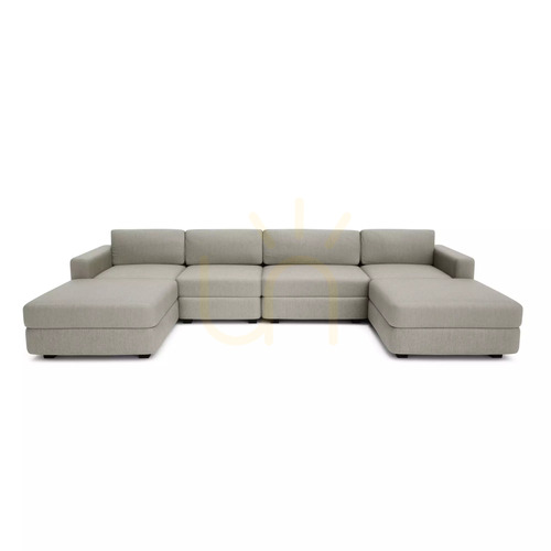 Prüfen GRACIA Modulares Sofa – U-förmig, 180 x 340 x 180 cm – Beige-Graues City-Sofa