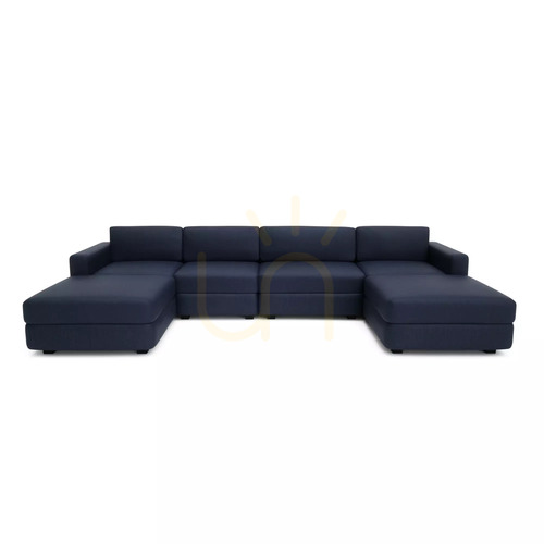 Prüfen GRACIA Modulares Sofa – U-förmig, 180 x 340 x 180 cm – Dunkelblaues City-Sofa