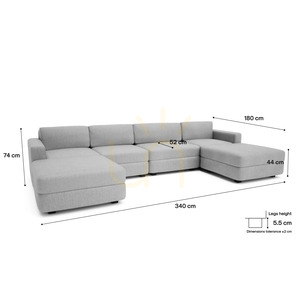 GRACIA Modulares Sofa – U-förmig, 180 x 340 x 180 cm – City Sofa Grau small 4