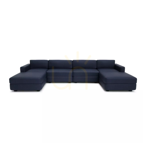 Prüfen GRACIA Modulares Sofa – U-förmig, 180 x 360 x 180 cm – Dunkelblaues City-Sofa