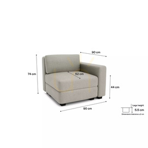GRACIA Modulares Sofa – Endmodul – Beige-Graues City-Sofa small 4