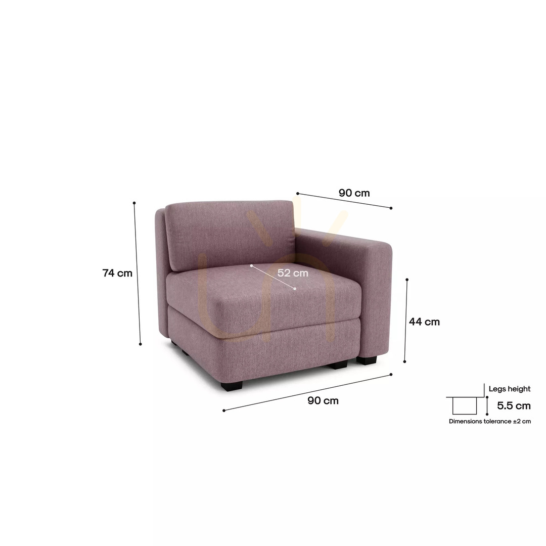 Zeige GRACIA Modulares Sofa – Endmodul – Farbe: Gedämpftes Rosa von City Sofa GRACIA Modulares Sofa – Endmodul – Farbe: Gedämpftes Rosa von City Sofa