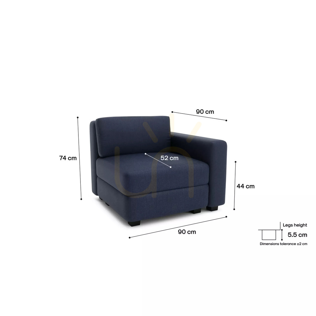 Zeige GRACIA Modulares Sofa – Endmodul – City-Sofa in Dunkelblau GRACIA Modulares Sofa – Endmodul – City-Sofa in Dunkelblau