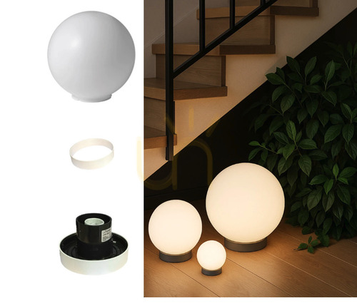 Prüfen 40 cm hohe Gartenkugel – Terrassenlampe für den Außenbereich mit Ring und 3 m langem Kabel