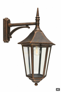 NORLYS Modena Big 381BC Außenwandlaterne, schwarz mit Kupferpatina, hängend am Arm, E27 small 0