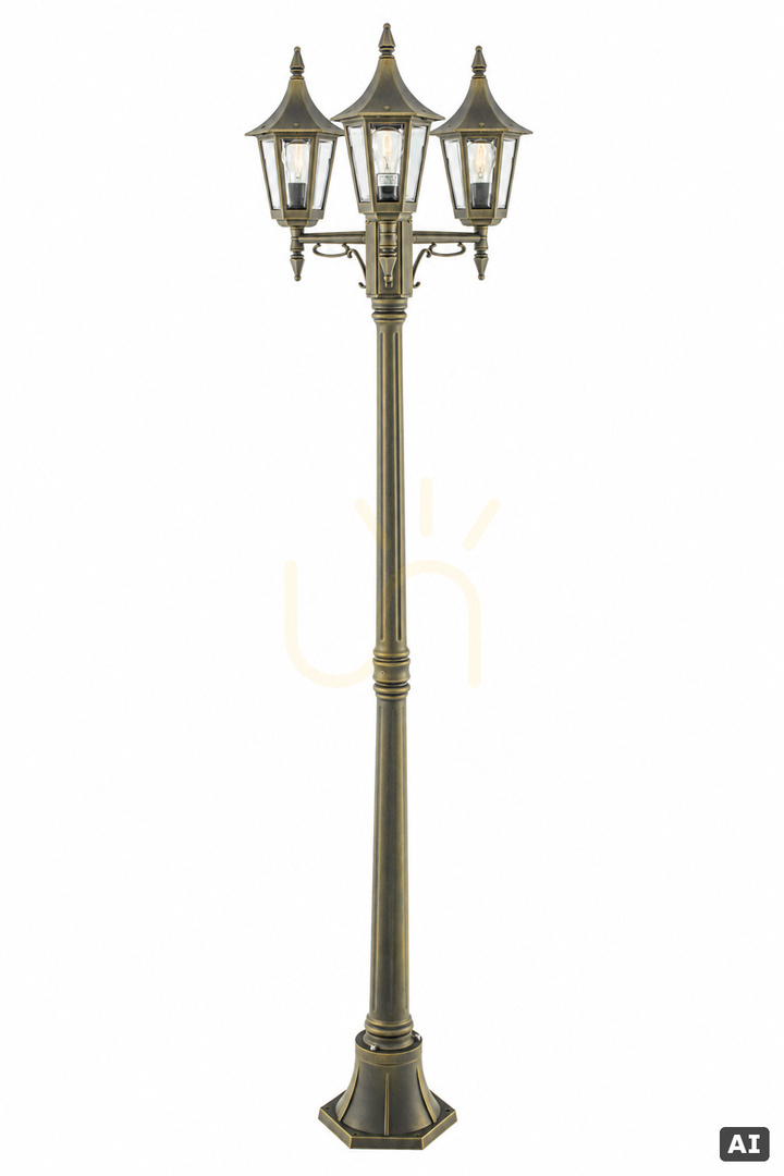 Norlys Rimini 403BD garden lantern, 3 × E27, 188 cm, black with gold patina