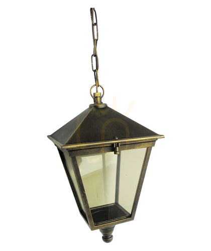 Prüfen Außen-Pendelleuchte NORLYS London 481A/BD schwarz mit goldener Patina, Laterne an Kette, E27, IP54
