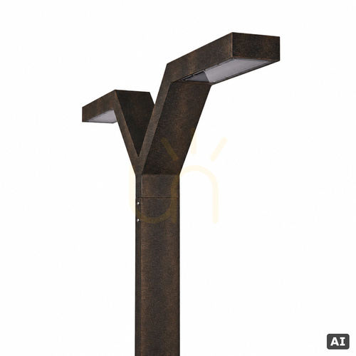 Prüfen Zweiarmige LED-Gartenlaterne Trysil 1000BC 263 cm, schwarz mit Kupferpatina, NORLYS