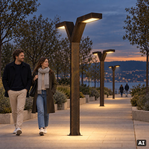 Zweiarmige LED-Gartenlaterne Trysil 1000BC 263 cm, schwarz mit Kupferpatina, NORLYS small 2