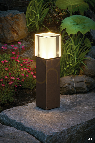 Prüfen Arendal Mini 1566BC LED-Pollerleuchte 37 cm, Schwarz mit Kupferpatina, NORLYS