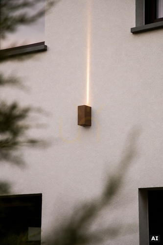 Prüfen LED-Außenwandleuchte Lillehammer 2275CS, Farbe Cortenstahl, schmaler Lichtstrahl nach oben, DALI2 NORLYS