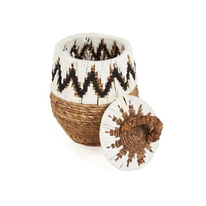 Aufbewahrungskorb mit Deckel BAZAR BIZAR Little Bay S aus Bananenblatt, naturweiß, 40 cm small 3