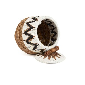 Aufbewahrungskorb mit Deckel BAZAR BIZAR Little Bay S aus Bananenblatt, naturweiß, 40 cm small 5