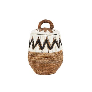 Aufbewahrungskorb mit Deckel BAZAR BIZAR Little Bay S aus Bananenblatt, naturweiß, 40 cm small 6