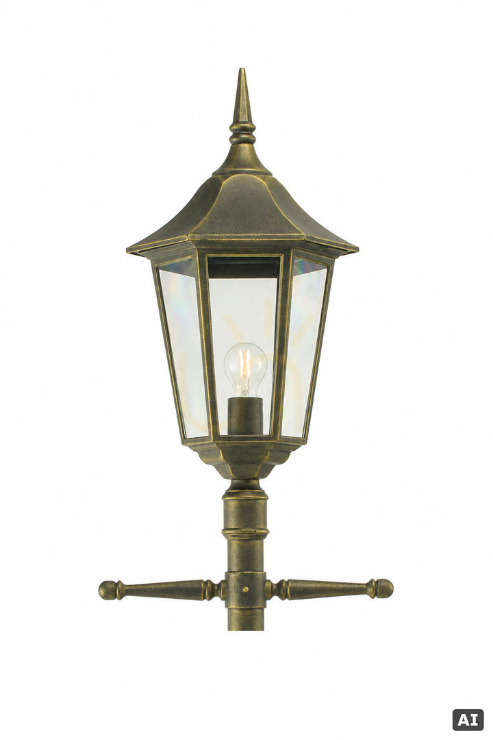 Norlys Modena Big 3012BD post-top lantern head, black with gold patina, E27