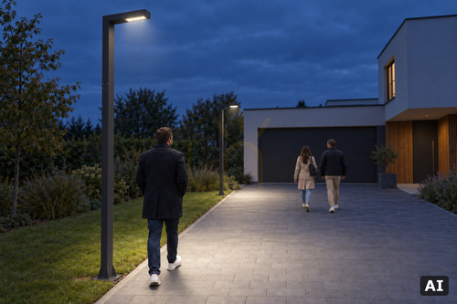 Prüfen Norlys Asker 5227GR Gartenleuchte, 3-m-Mast, LED 19,5 W 2827 lm 4000 K, DALI2, Graphit, IP65