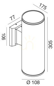 GES1006 Graphite Gea Luce Außenwandleuchte, IP65 small 1
