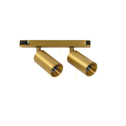 Prüfen Gea Luce GFA1822 2-flammiger LED-Strahler für 48-V-Magnetschiene, mattgold, 2x6 W, 3000 K
