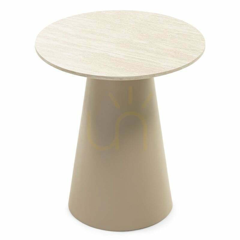 OREZ Couchtisch, 45 cm Durchmesser, rund, beige, Nova Nook in Travertin-Optik