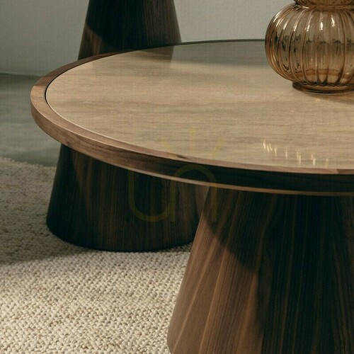 Prüfen WASABI 80 cm Couchtisch, rund, Travertin/Walnuss, Nova Nook