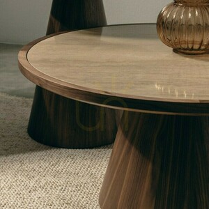 WASABI 80 cm Couchtisch, rund, Travertin/Walnuss, Nova Nook 1 WASABI 80 cm Couchtisch, rund, Travertin/Walnuss, Nova Nook small 1