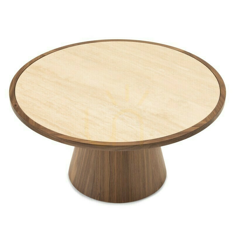 Aussicht WASABI 80 cm Couchtisch, rund, Travertin/Walnuss, Nova Nook WASABI 80 cm Couchtisch, rund, Travertin/Walnuss, Nova Nook