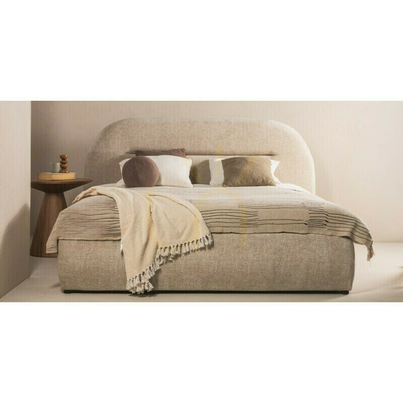 Anzeige MALANEL Polsterbett, 160 x 200 cm, mit Rahmen und Stauraum, hellbeige, abgerundete Nova Nook-Ausführung MALANEL Polsterbett, 160 x 200 cm, mit Rahmen und Stauraum, hellbeige, abgerundete Nova Nook-Ausführung