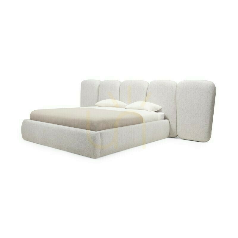 Aussicht FANCY Polsterbett, 160 x 200 cm, mit Rahmen, abgerundete Ecken, hellbeige, Nova Nook FANCY Polsterbett, 160 x 200 cm, mit Rahmen, abgerundete Ecken, hellbeige, Nova Nook