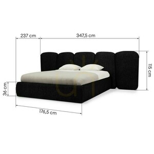 FANCY Polsterbett, 160 x 200 cm, mit Rahmen, abgerundete Ecken, schwarz, Nova Nook small 2