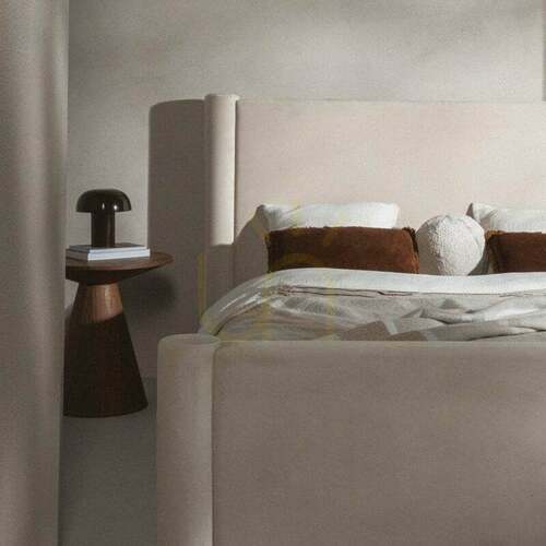 Prüfen ZENNA Polsterbett, 160 x 200 cm, mit Rahmen, Samt, hellbeige, Nova Nook