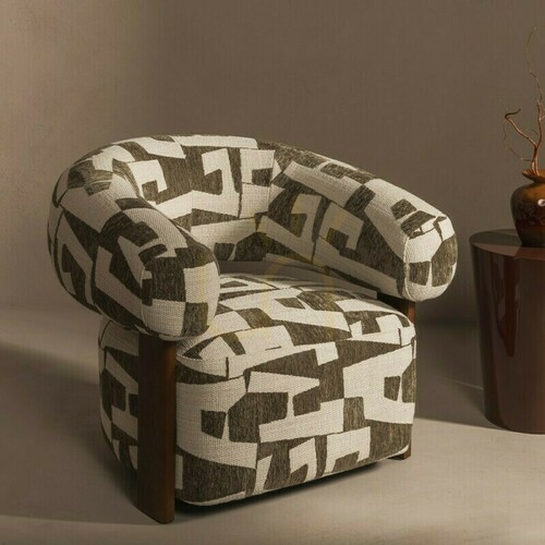 Prüfen ANNABEL Sessel, oliv-creme/Nussbaum, abgerundete Formen von Nova Nook