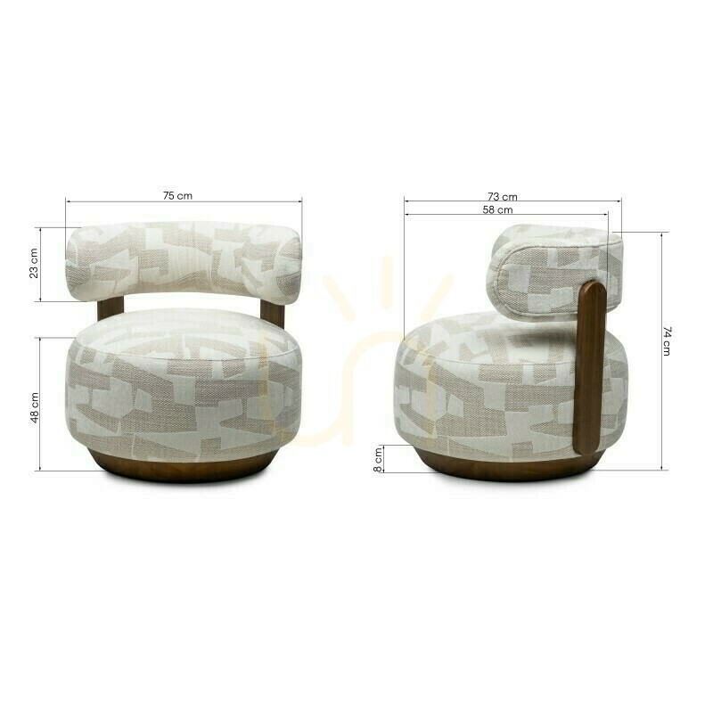 Vorschau MARABELL Sessel, abgerundete Formen, beige-cremefarben, Nova Nook Nussbaum MARABELL Sessel, abgerundete Formen, beige-cremefarben, Nova Nook Nussbaum