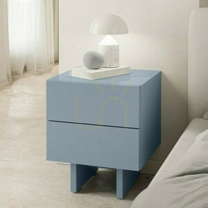 GLAM-Nachttisch in Rauchblau mit einer glänzenden „Nova Nook“-Oberfläche small 2