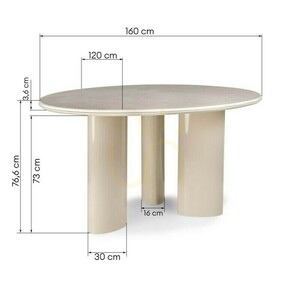 RIONA Esstisch, 160 cm, Hellbeige/Nova Nook-Marmor small 2