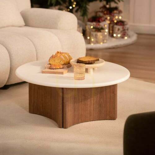 Prüfen ARLOM Couchtisch, 80 cm, cremeweiß/Eiche, Nova Nook Microcement