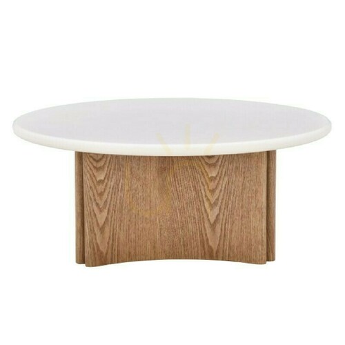 Prüfen ARLOM Couchtisch, 80 cm, cremeweiß/Eiche, Nova Nook Microcement